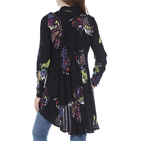 FREE PEOPLE Black Field Of Butterflies Tunic - Picture 2 of 7